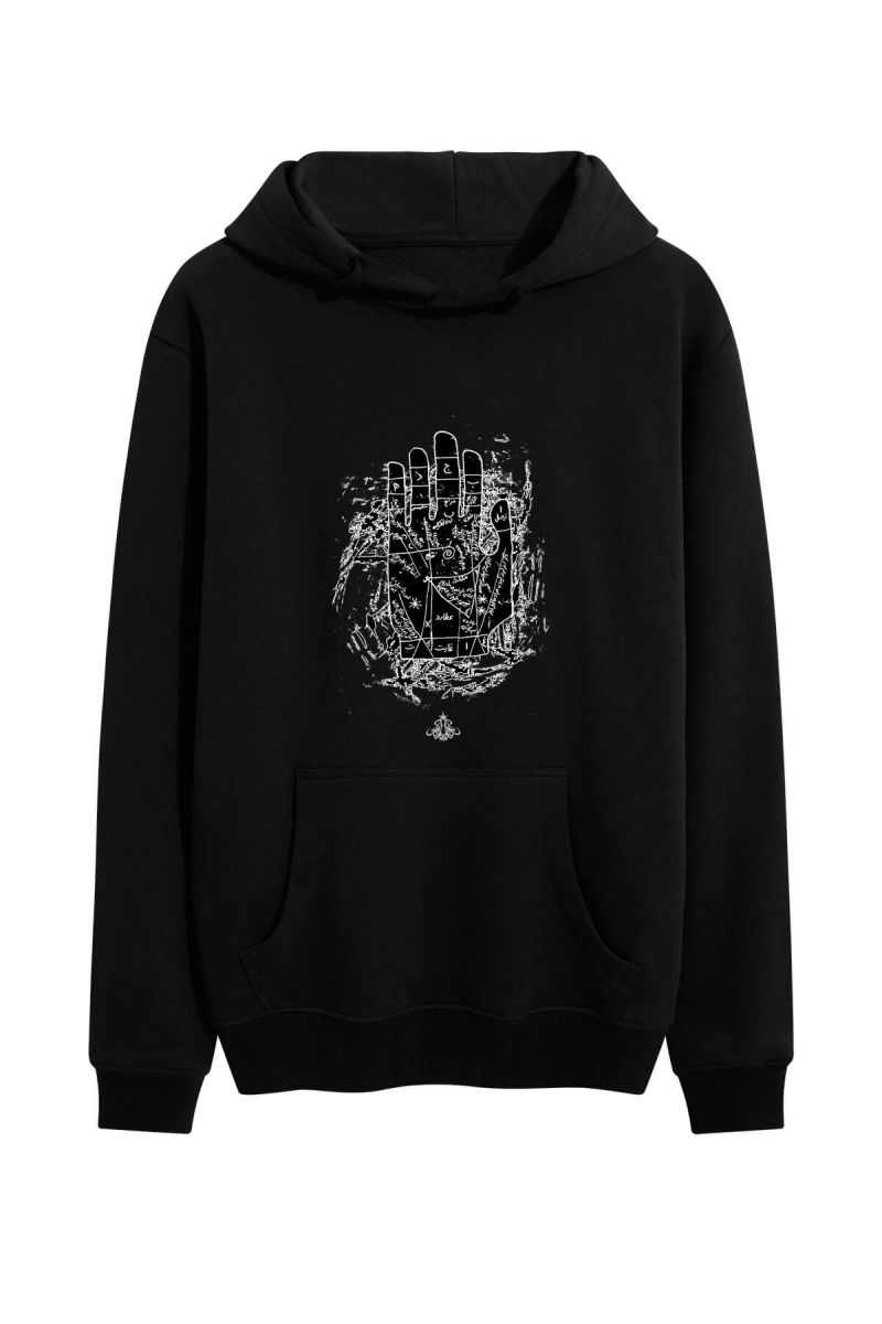 Black Premium Cotton Abstract Design Pullover Hoodie