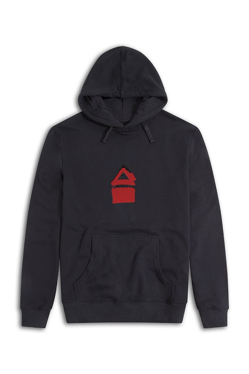Black Premium Cotton Abstract Design Pullover Hoodie