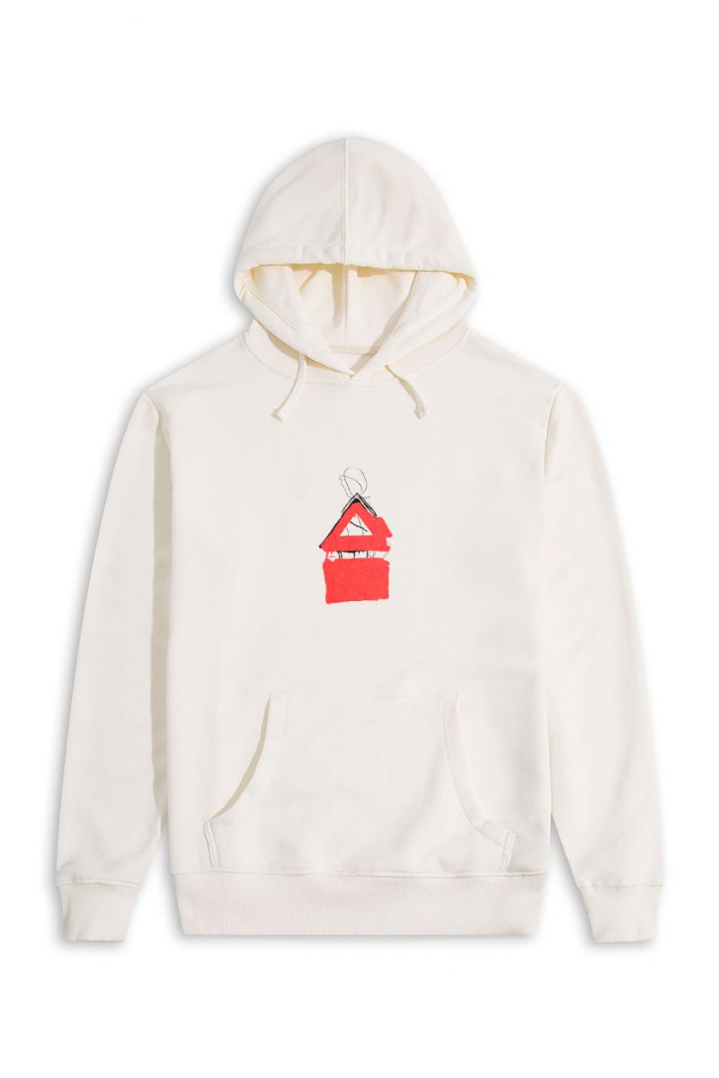 Ecru Premium Cotton Abstract Design Pullover Hoodie