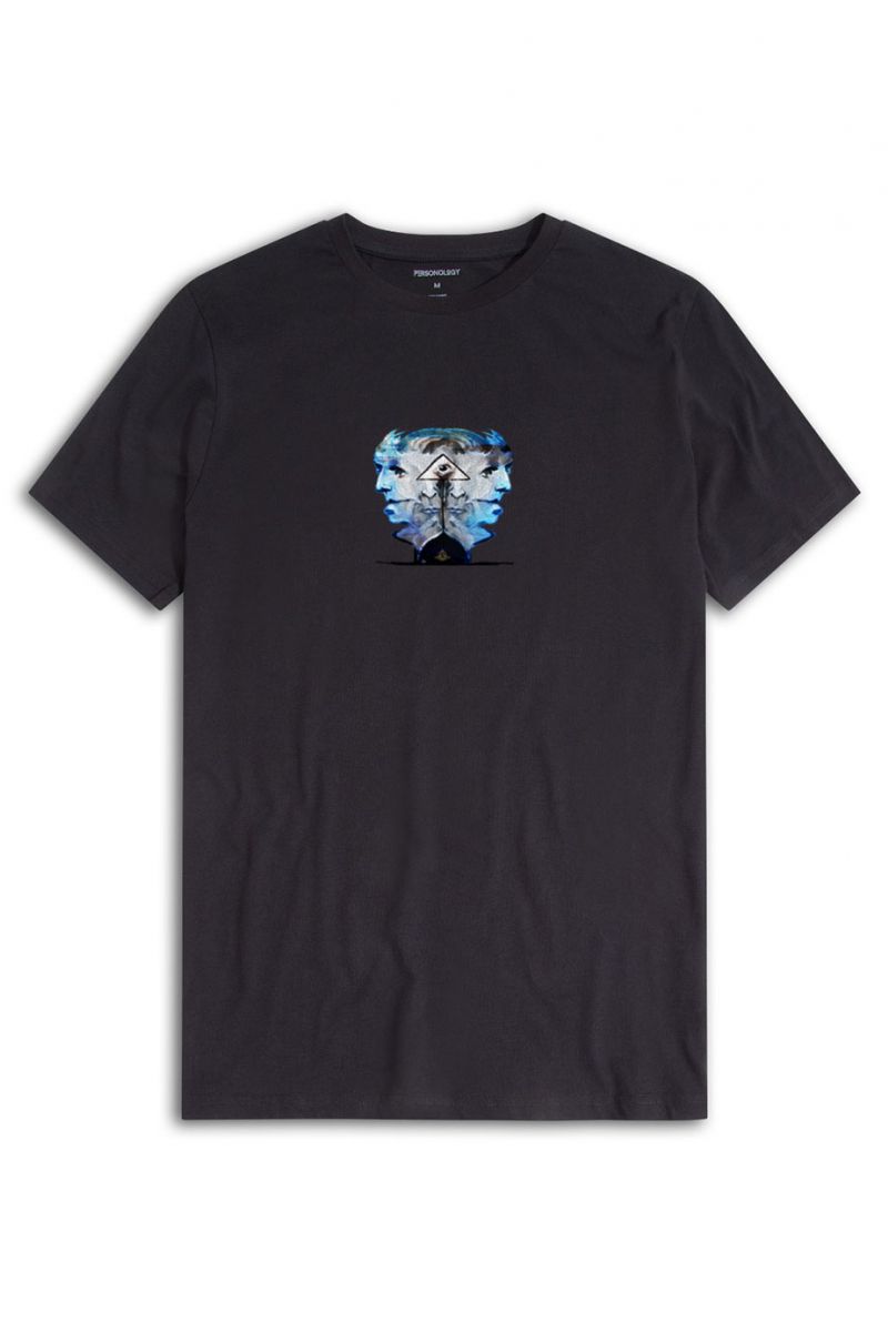 Black Soft Fabric Abstract Design Short Sleeve Tee