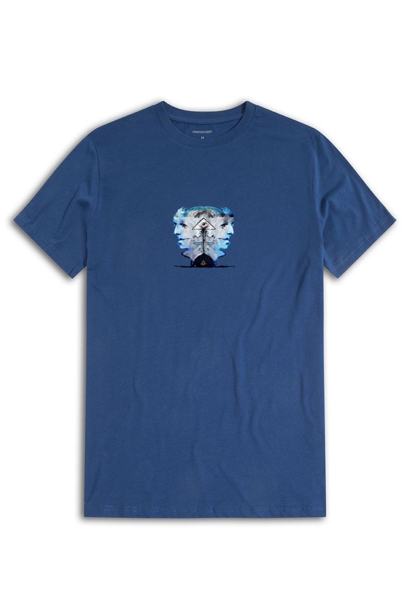 Navy Soft Fabric Abstract Design Short Sleeve Tee