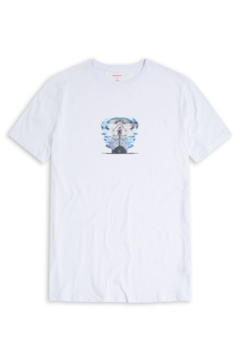 White Soft Fabric Abstract Design Short Sleeve Tee