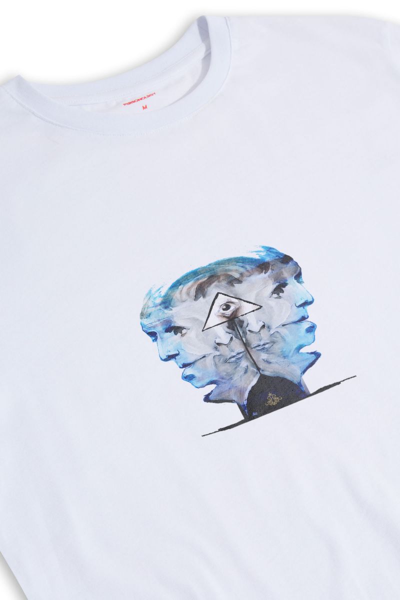 White Soft Fabric Abstract Design Short Sleeve Tee