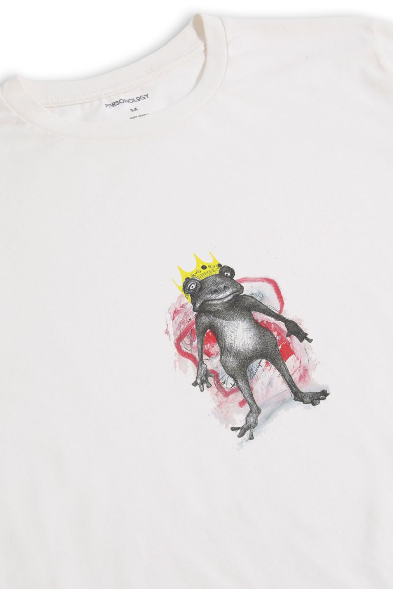 Off White Soft Fabric Frog Design Short Sleeve Tee