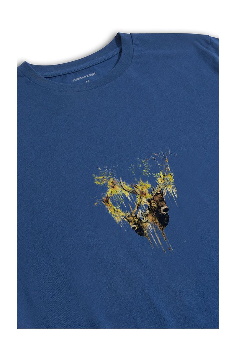 Navy Soft Fabric Moose Design Short Sleeve Tee