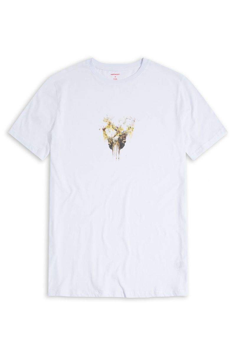 White Soft Fabric Moose Design Short Sleeve Tee