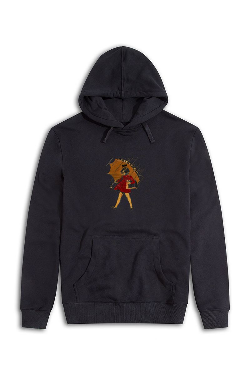 Black Premium Cotton Girl Design Pullover Hoodie