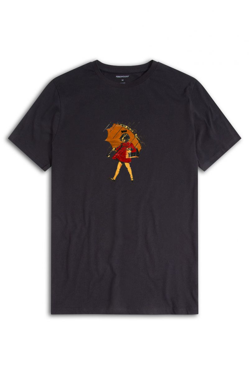 Black Soft Fabric Girl Design Short Sleeve Tee