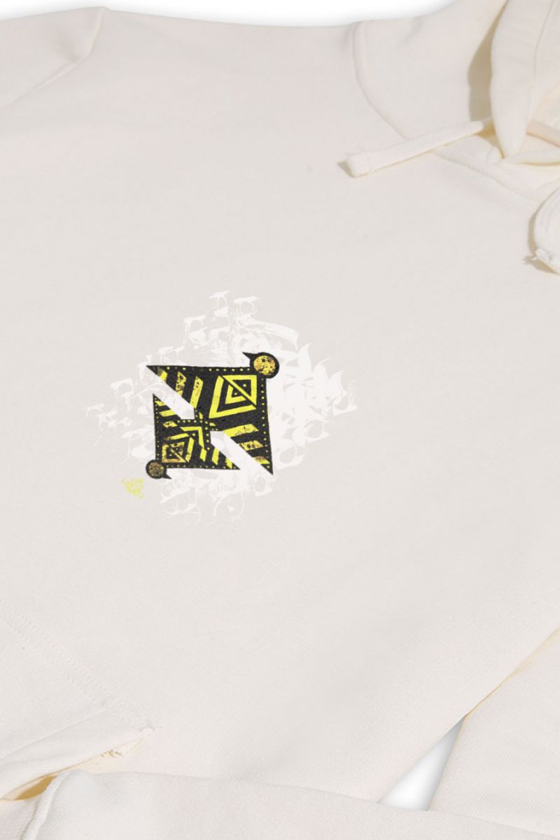 Ecru Premium Cotton Bird Design Pullover Hoodie