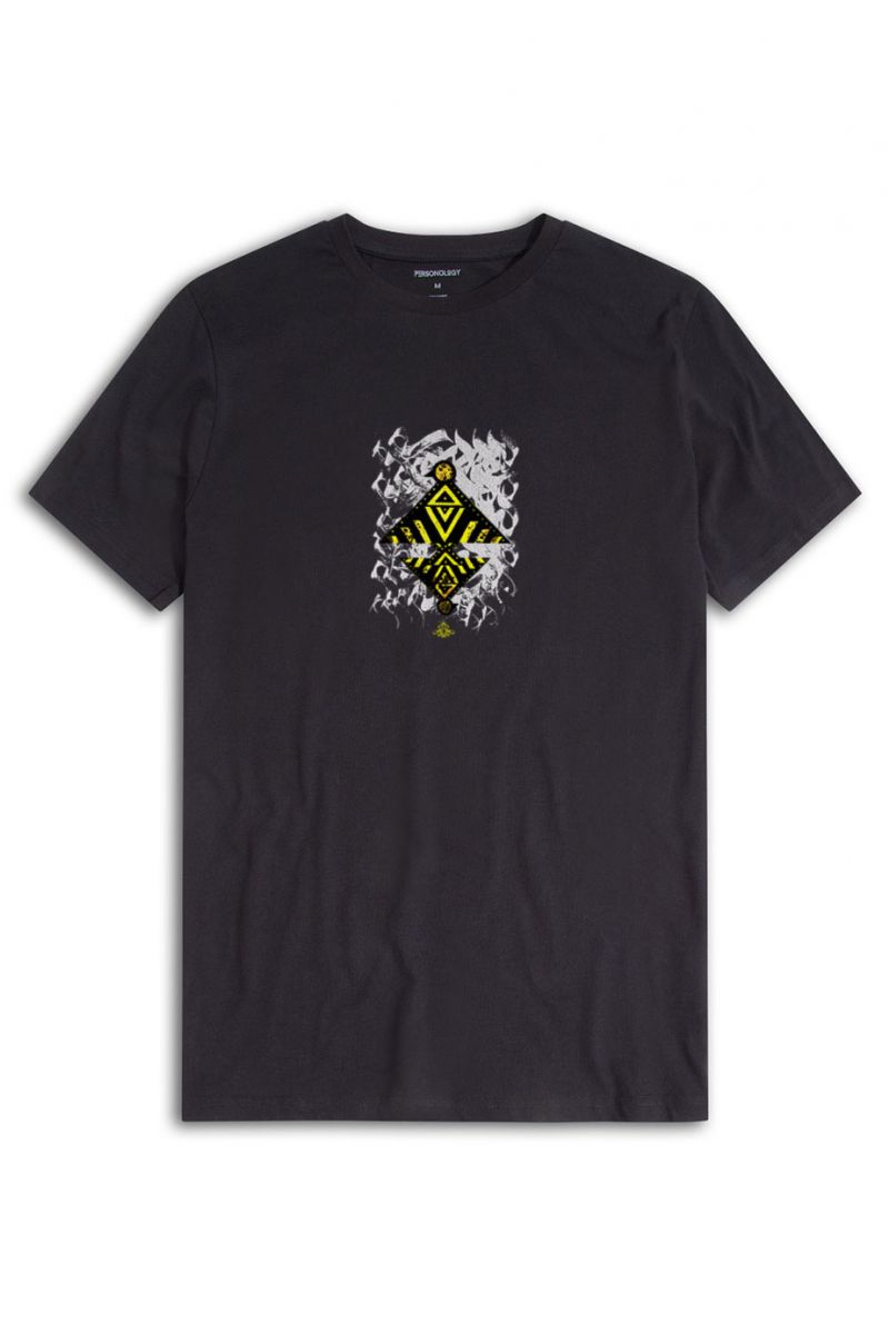 Black Soft Fabric Bird Design Short Sleeve Tee