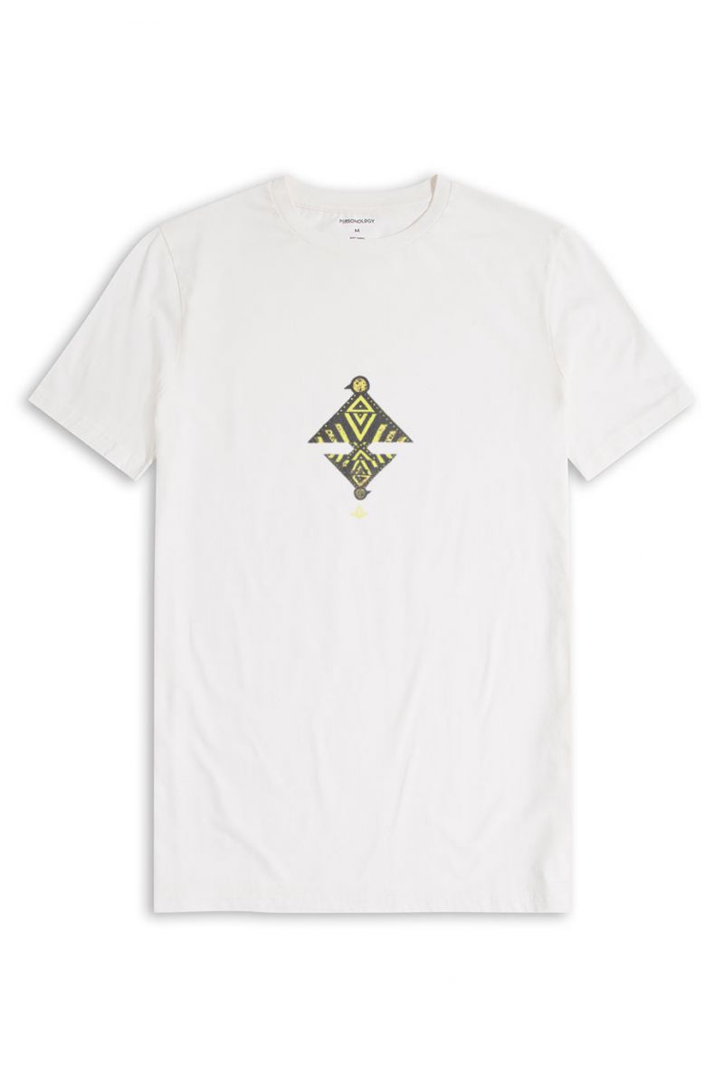 Off White Soft Fabric Bird Design Short Sleeve Tee