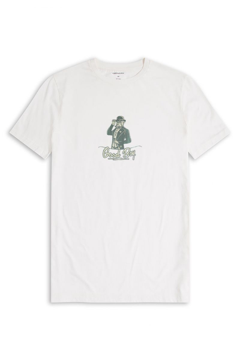 Off White Soft Fabric Good Boy Design Short Sleeve Tee