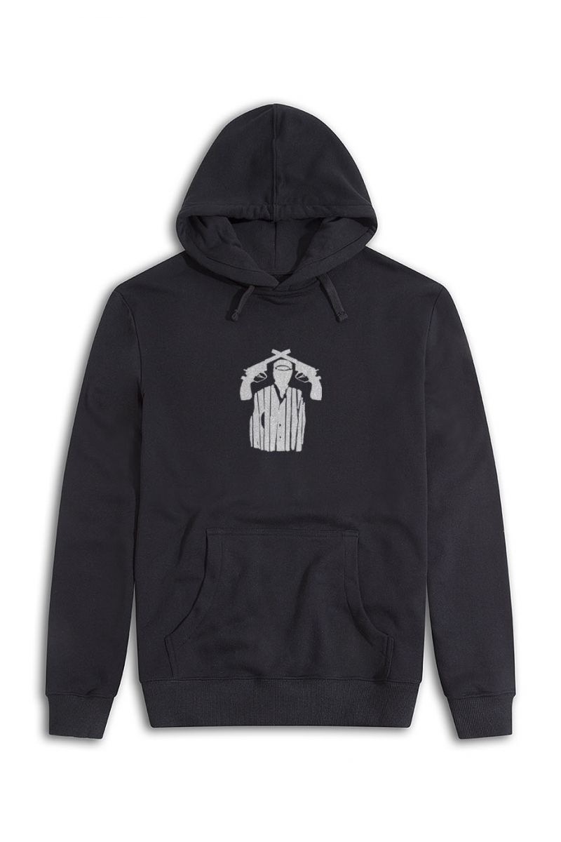 Black Premium Cotton Guns Design Pullover Hoodie