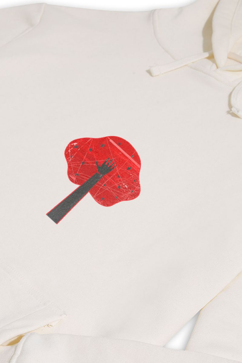 Ecru Premium Cotton Hand Design Pullover Hoodie