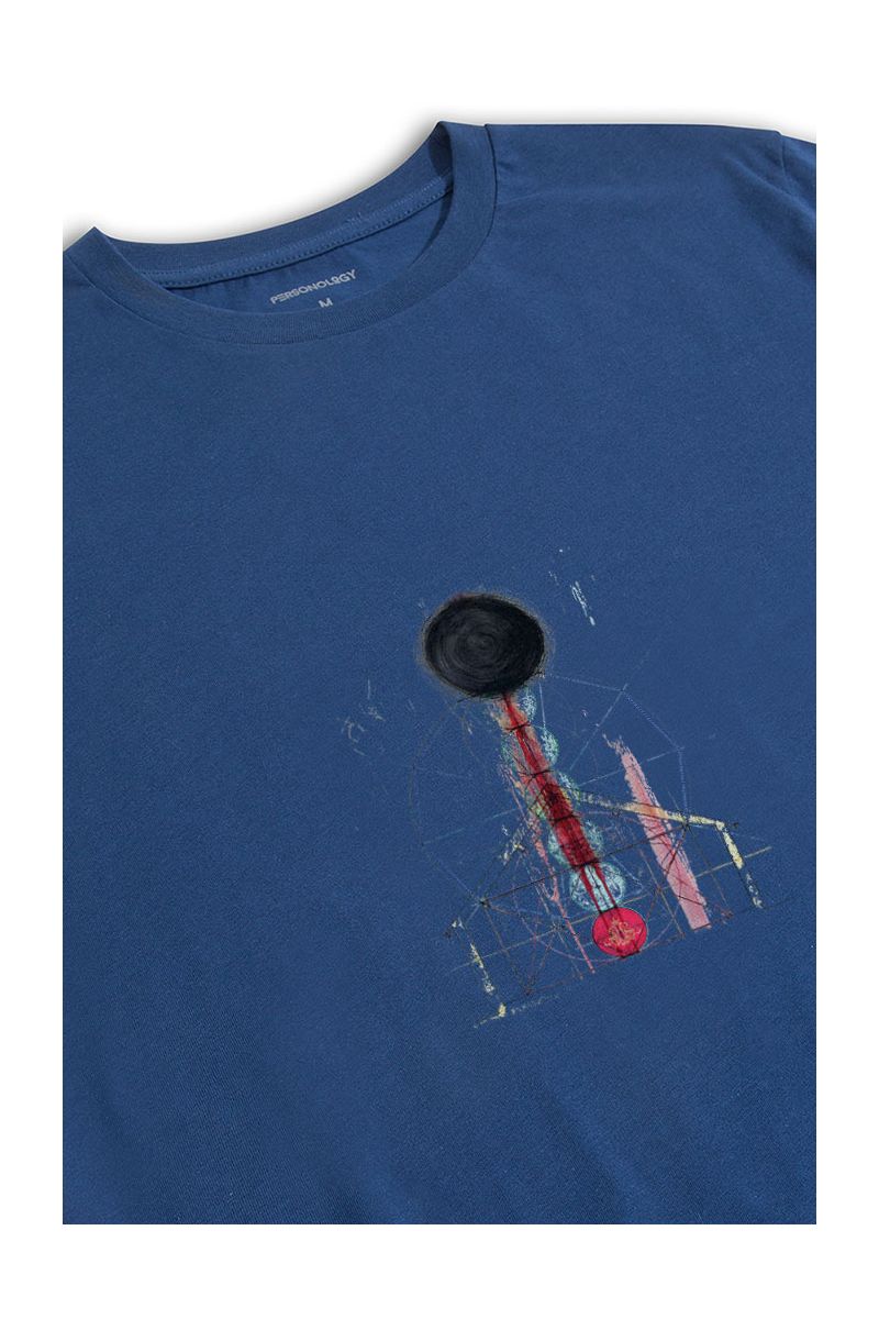 Navy Soft Fabric Abstract Design Short Sleeve Tee