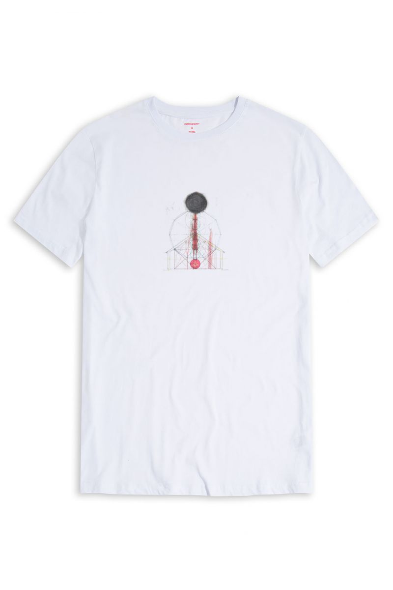 White Soft Fabric Abstract Design Short Sleeve Tee