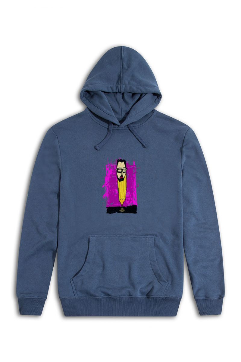 Navy Premium Cotton Abstract Design Pullover Hoodie