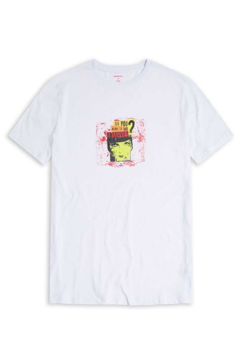 White Soft Fabric Observes Design Short Sleeve Tee