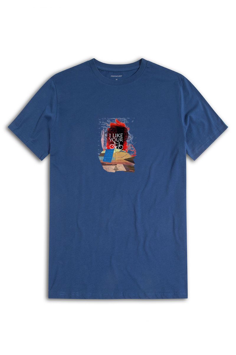 Navy Soft Fabric I Like Your Bike Design Short Sleeve Tee