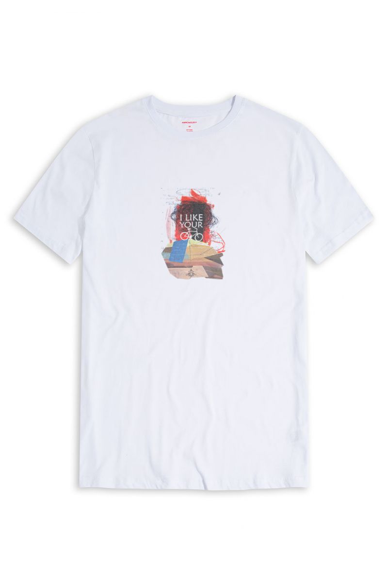 White Soft Fabric I Like Your Bike Design Short Sleeve Tee