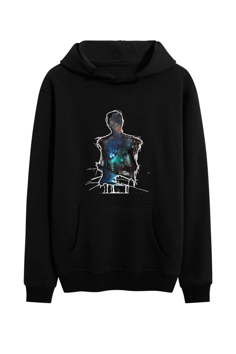 Black Premium Cotton Abstract Design Pullover Hoodie