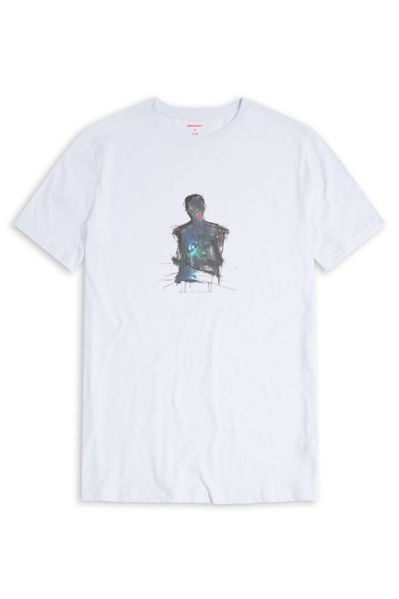 White Soft Fabric Abstract Design Short Sleeve Tee