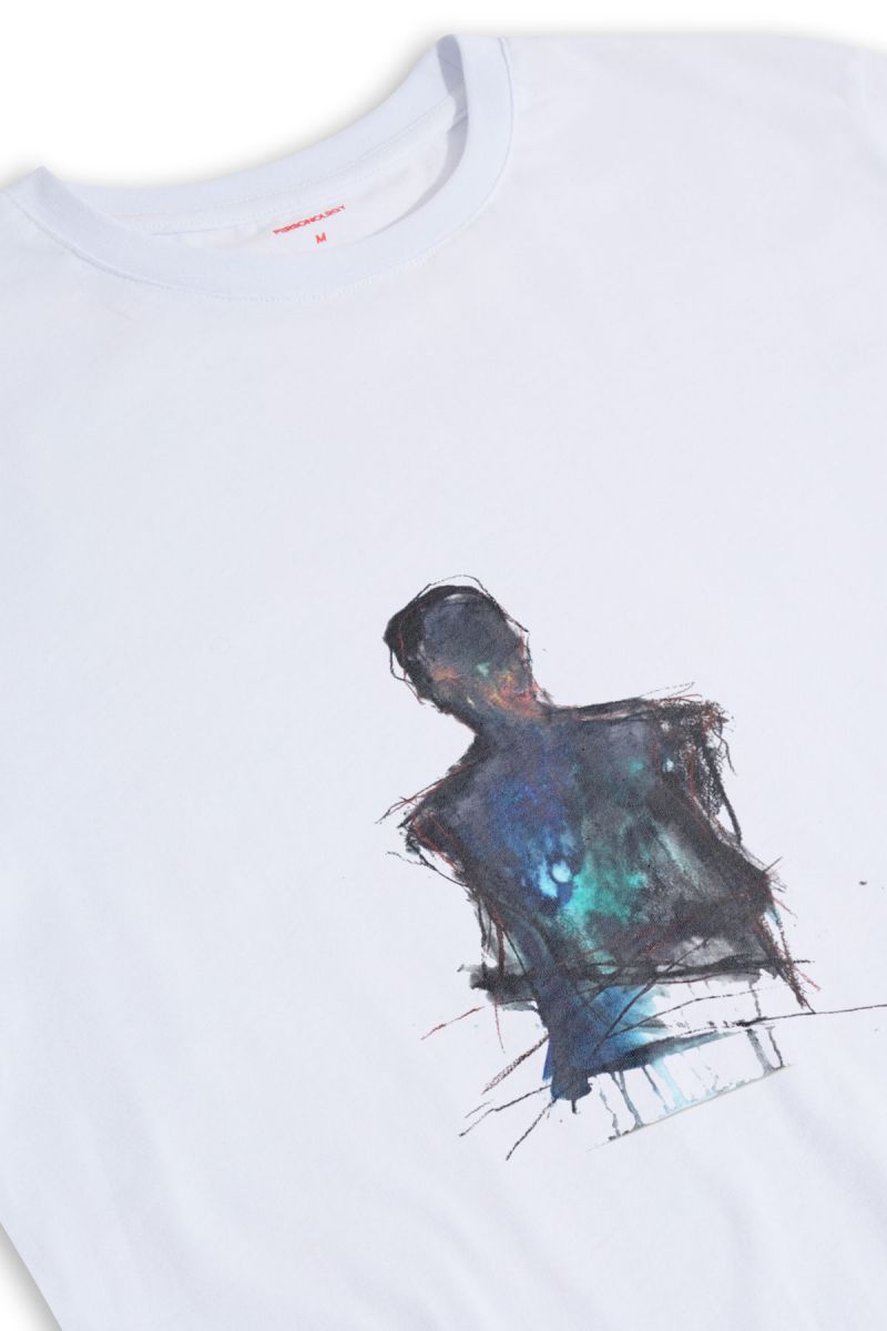 White Soft Fabric Abstract Design Short Sleeve Tee