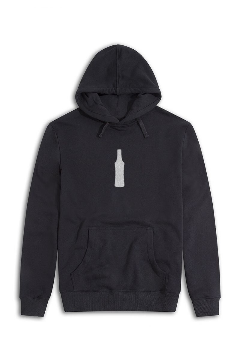 Black Premium Cotton Bootle Design Pullover Hoodie