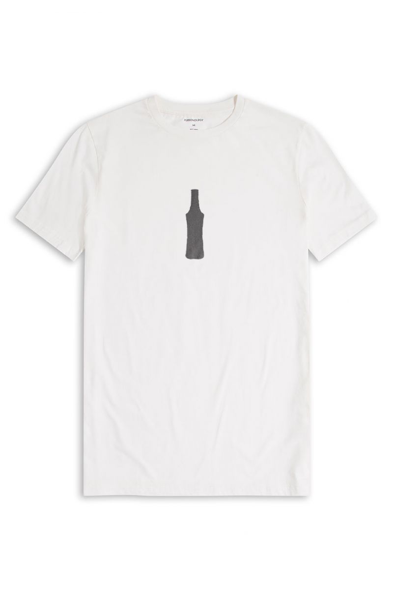 Off White Soft Fabric Bootle Design Short Sleeve Tee