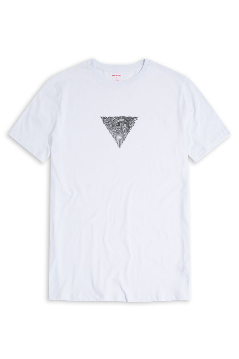 White Soft Fabric Eye Design Short Sleeve Tee