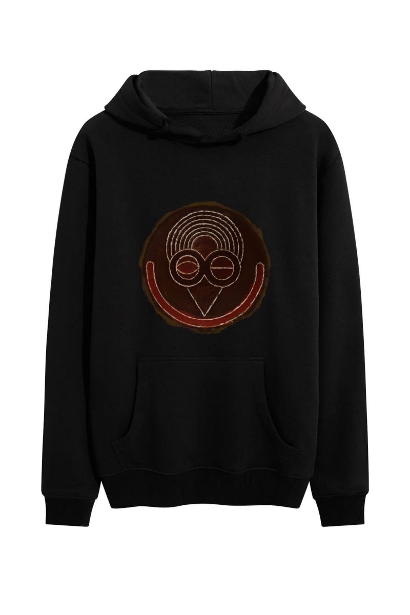 Black Premium Cotton Abstract Design Pullover Hoodie