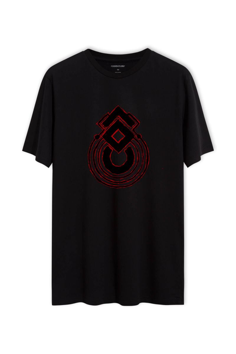 Black Soft Fabric Abstract Design Short Sleeve Tee