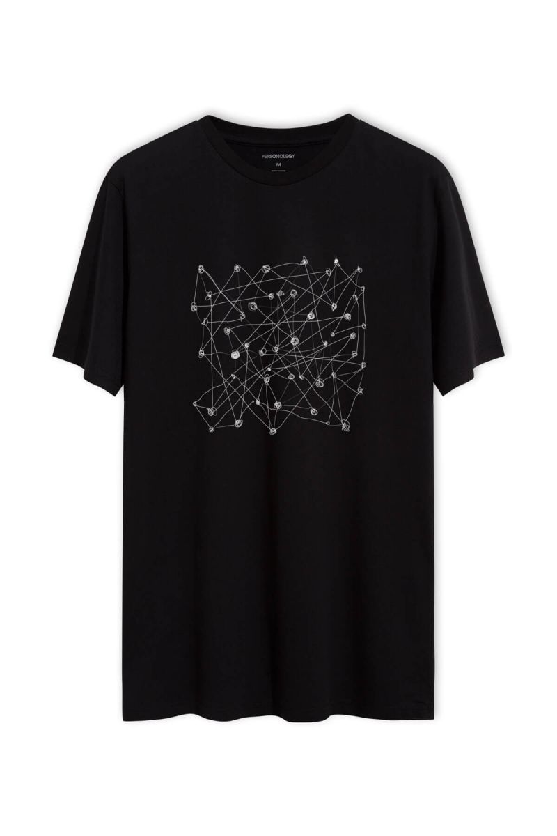 Black Soft Fabric Abstract Design Short Sleeve Tee