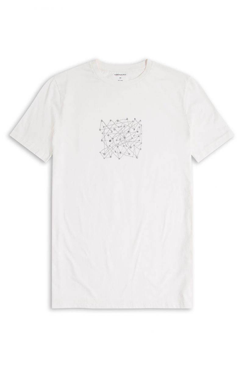 Off White Soft Fabric Abstract Design Short Sleeve Tee