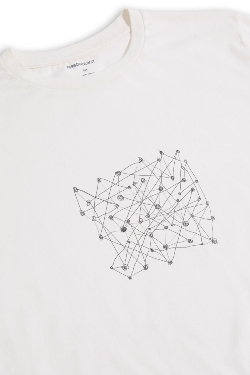 Off White Soft Fabric Abstract Design Short Sleeve Tee