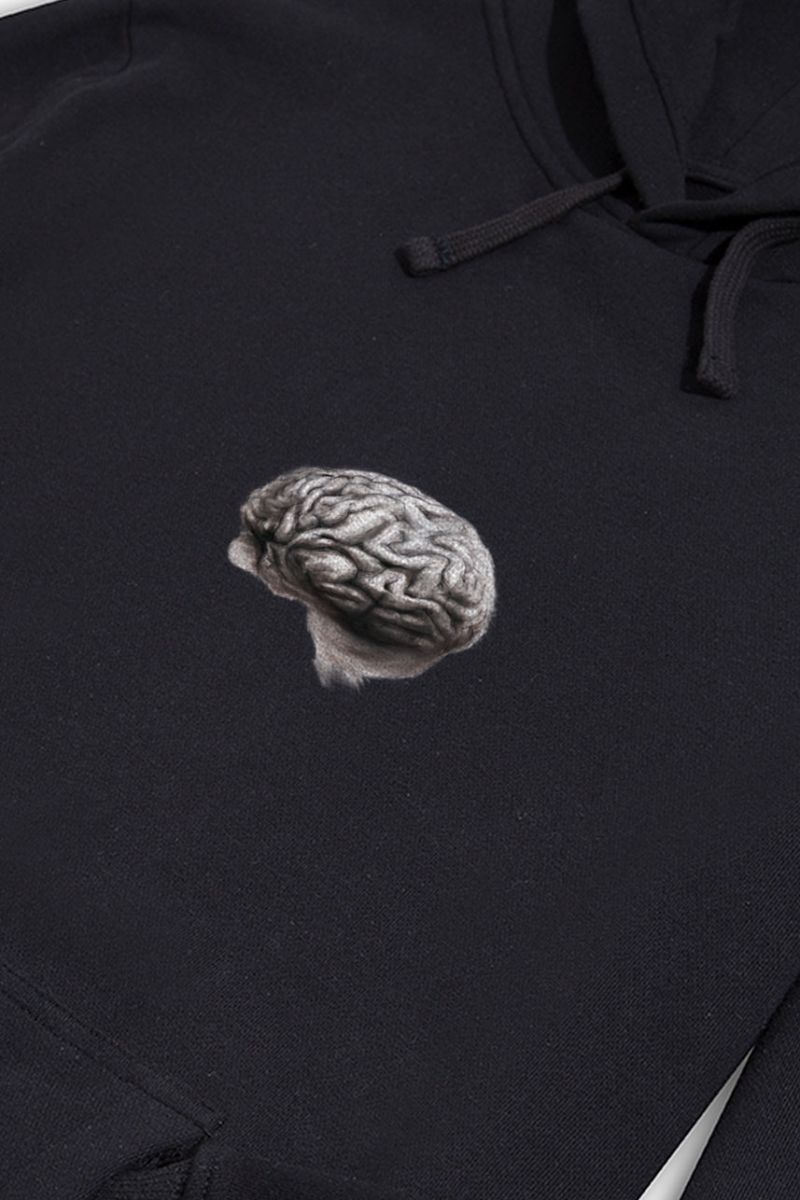 Black Premium Cotton Brain Design Pullover Hoodie