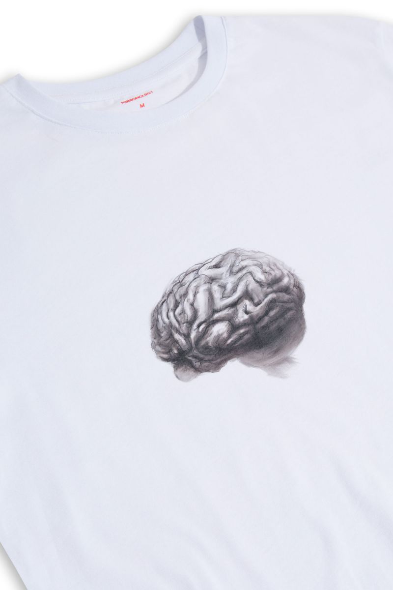 White Soft Fabric Brain Design Short Sleeve Tee