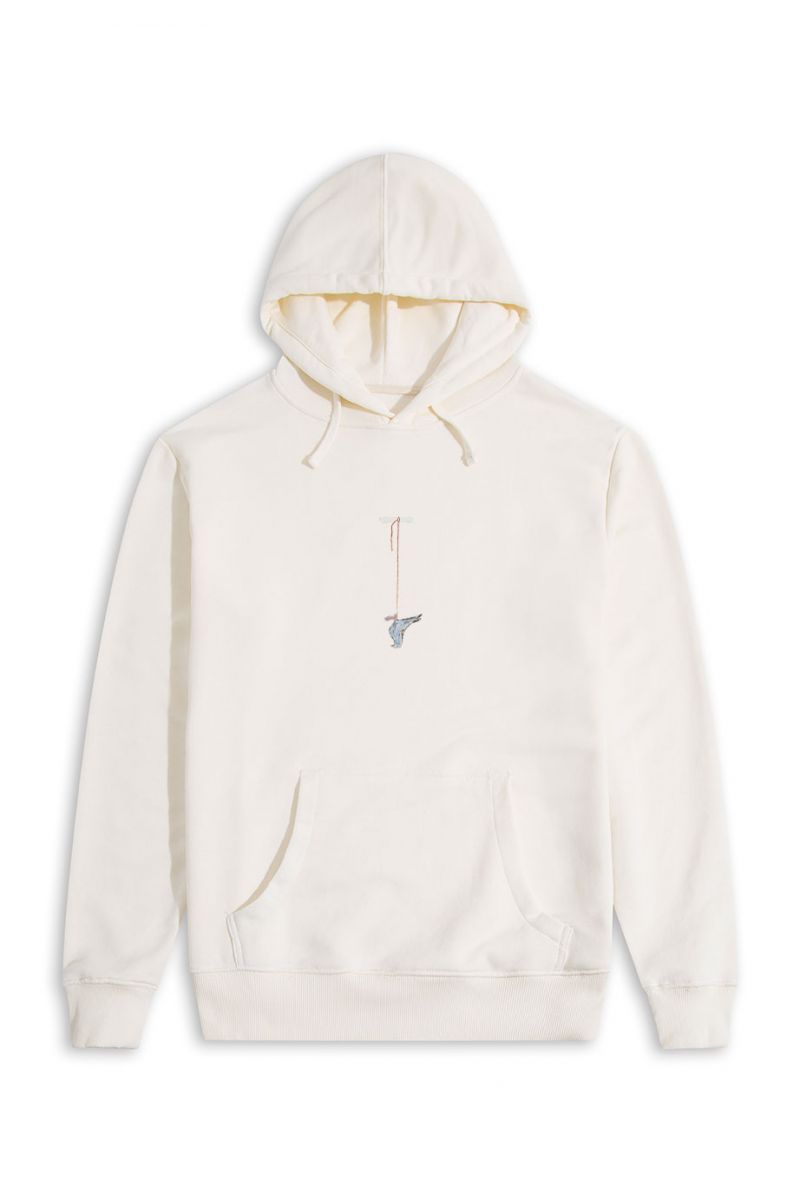 Ecru Premium Cotton Abstract Design Pullover Hoodie