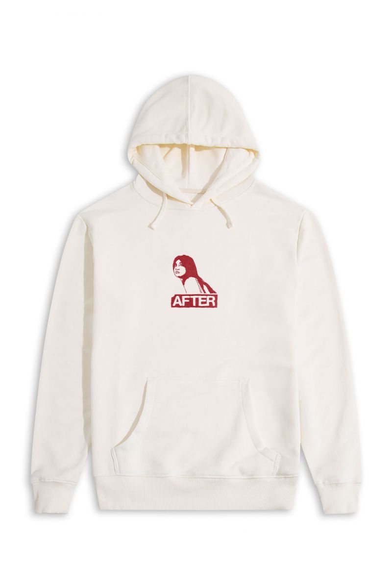 Ecru Premium Cotton After Design Pullover Hoodie
