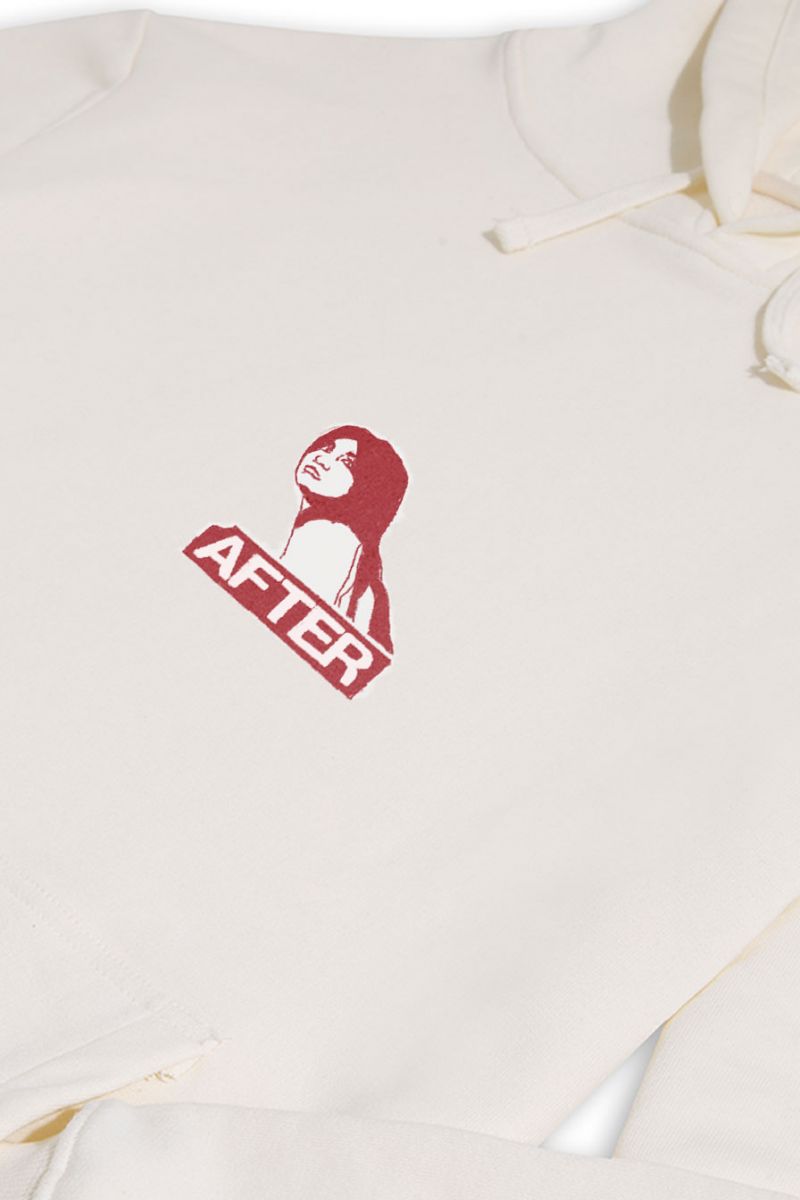 Ecru Premium Cotton After Design Pullover Hoodie
