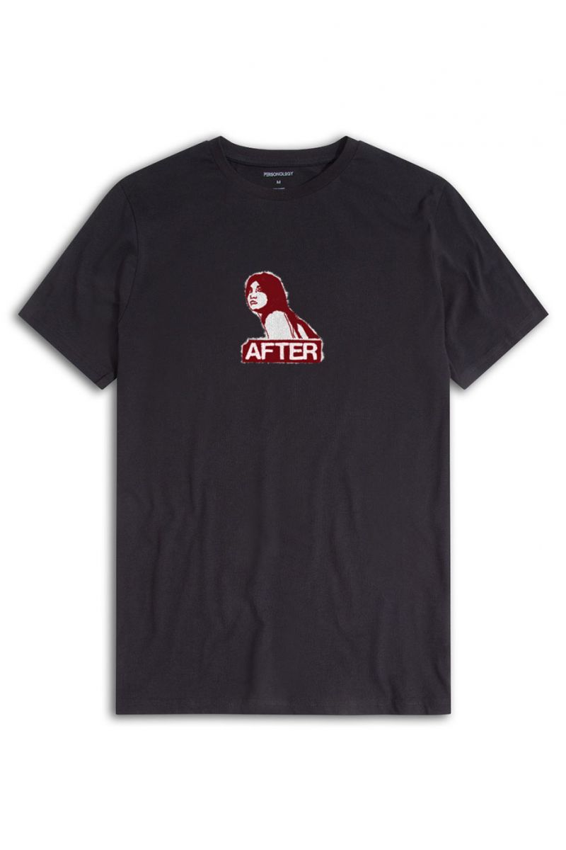 Black Soft Fabric After Design Short Sleeve Tee