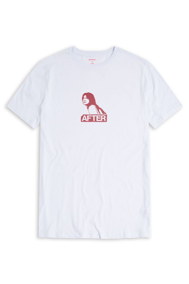 White Soft Fabric After Design Short Sleeve Tee