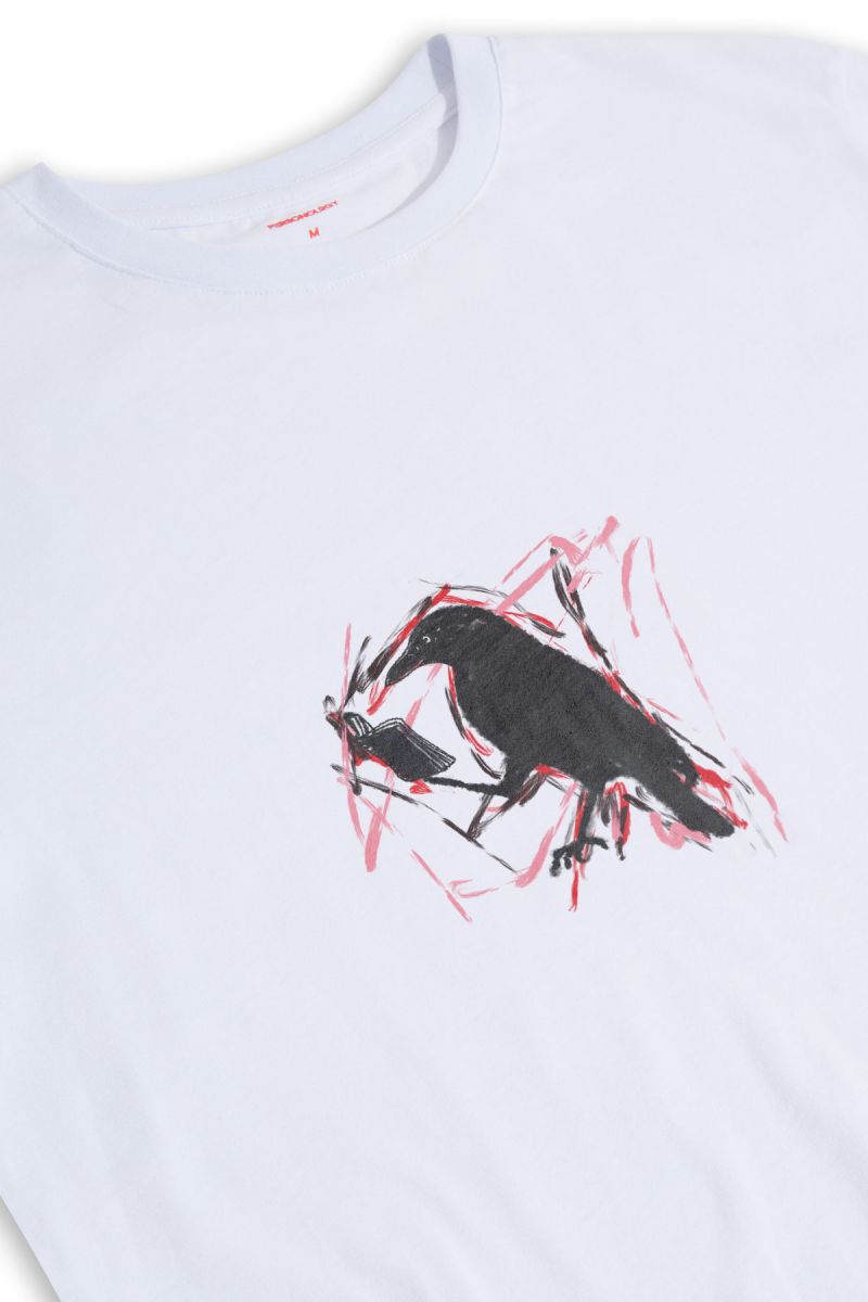 White Soft Fabric Bird Design Short Sleeve Tee