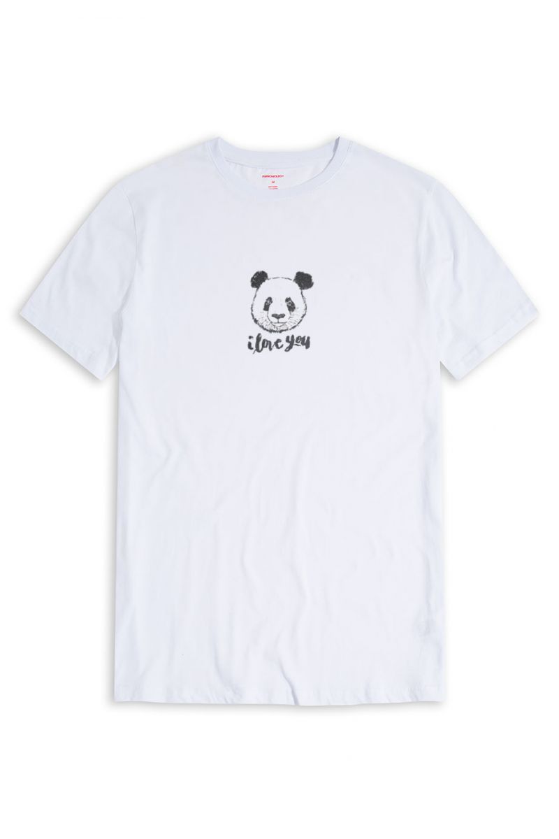 White Soft Fabric Panda Design Short Sleeve Tee