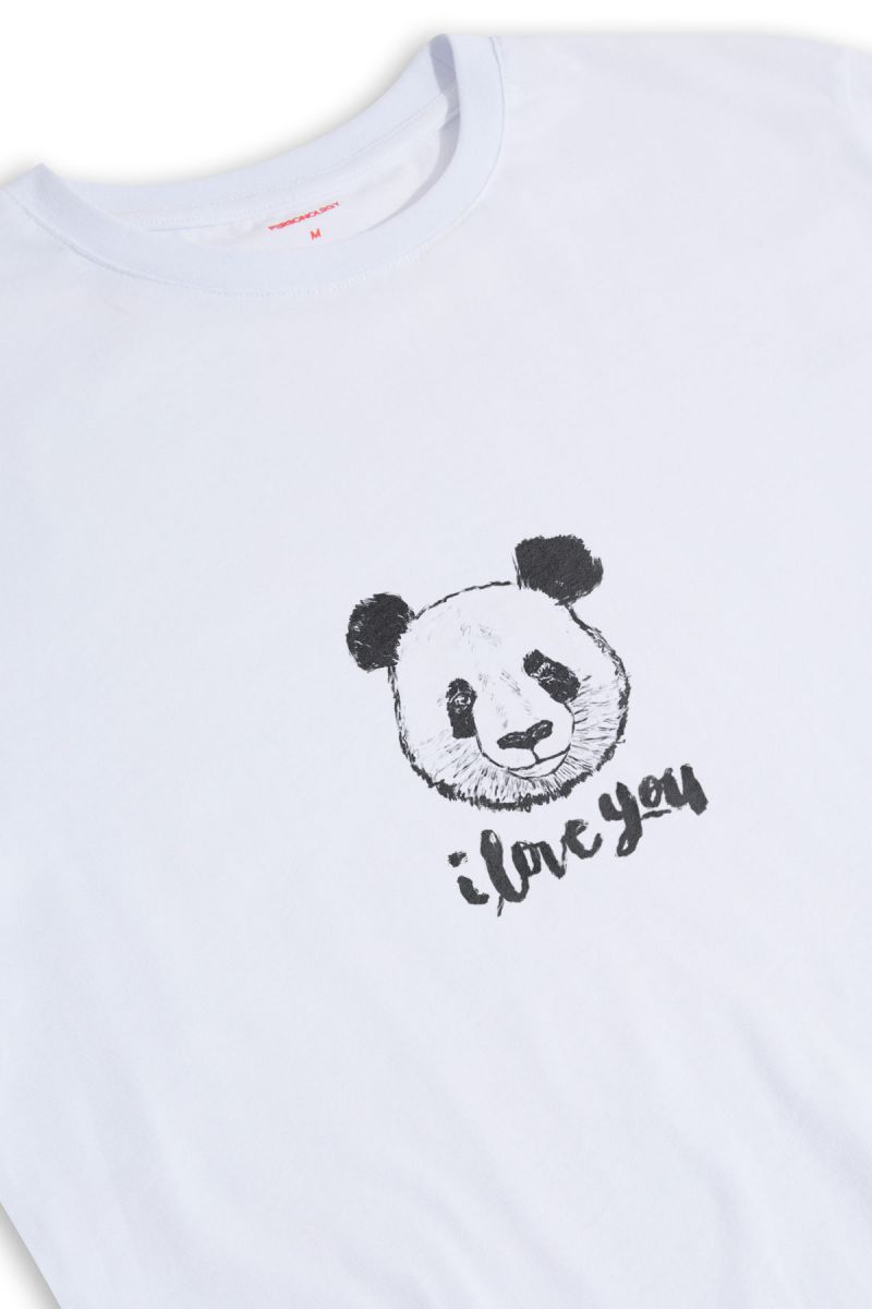 White Soft Fabric Panda Design Short Sleeve Tee