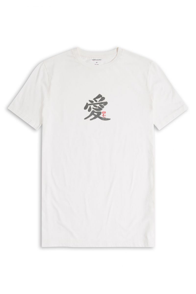 Off White Soft Fabric Japanese Design Short Sleeve Tee
