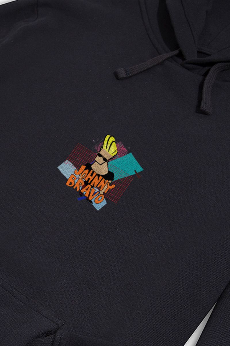 Black Premium Cotton Johnny Bravo Design Pullover Hoodie