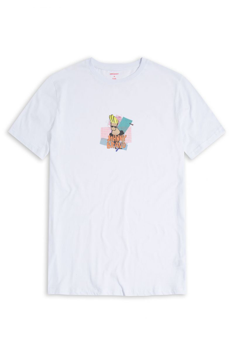 White Soft Fabric Johnny Bravo Design Short Sleeve Tee
