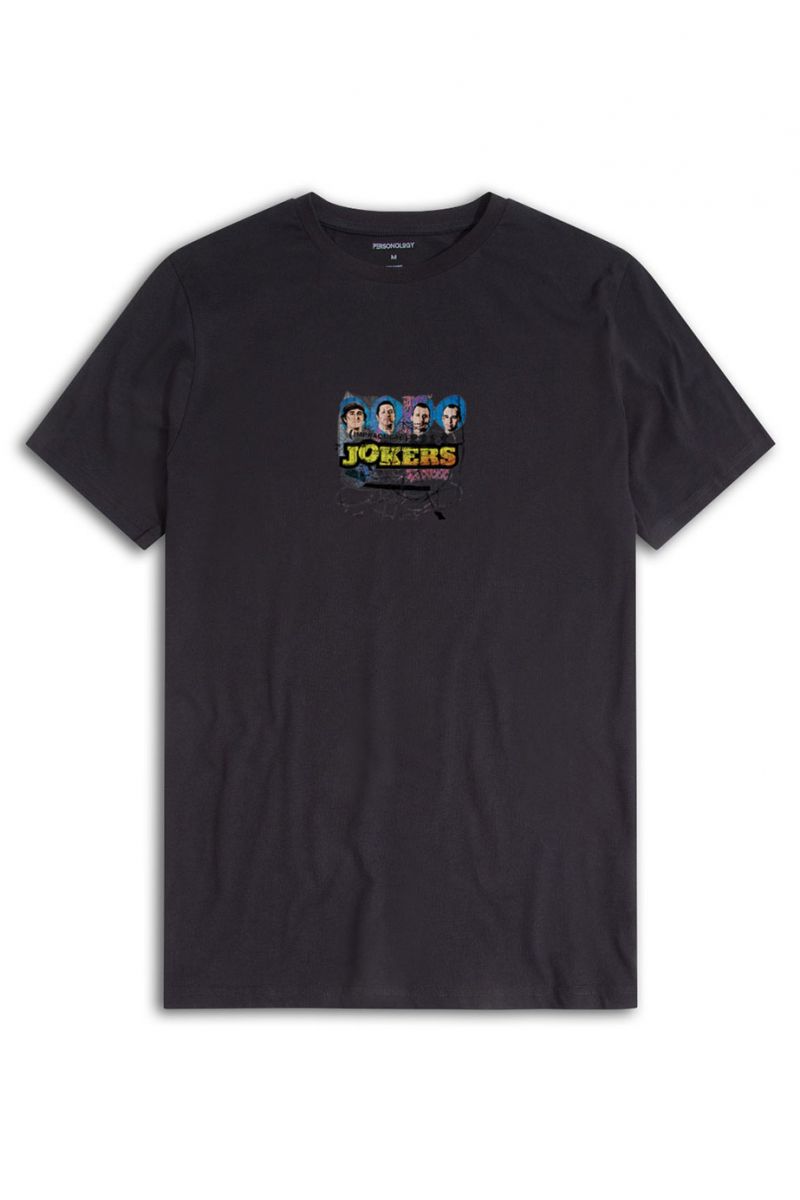 Black Soft Fabric Impractical Jokers Design Short Sleeve Tee