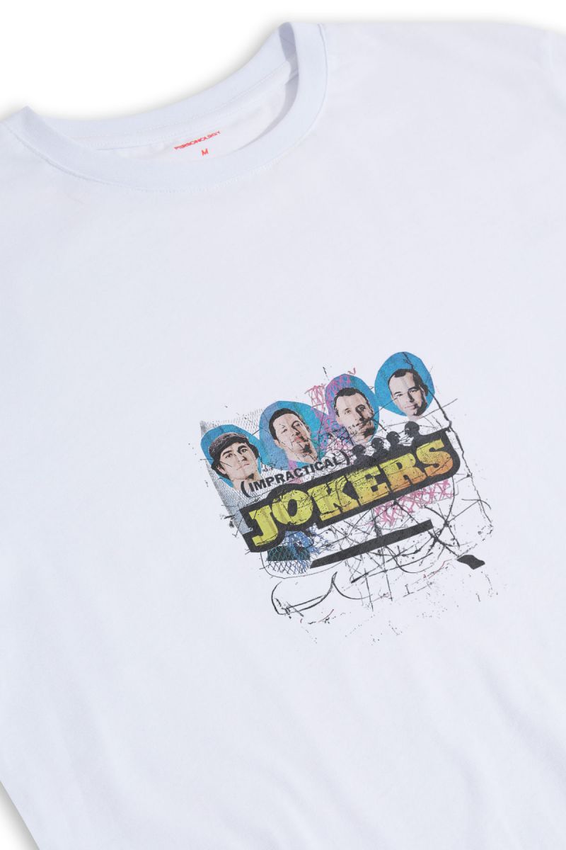 White Soft Fabric Impractical Jokers Design Short Sleeve Tee